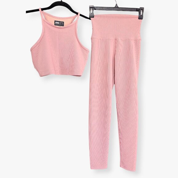 Beach Riot workout set Anna gym tank and Ayla high rise leggings antique rose S - Picture 3 of 5